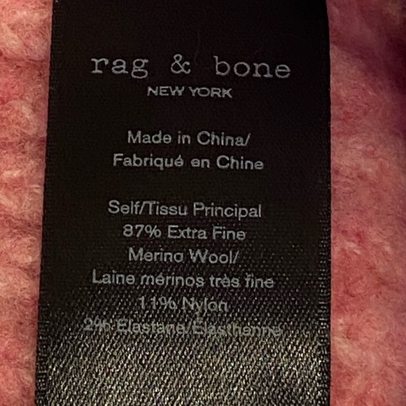 New Rag & Bone Superfine Merino Wool Pink Beanie Hat with Pom - Picture 15 of 15